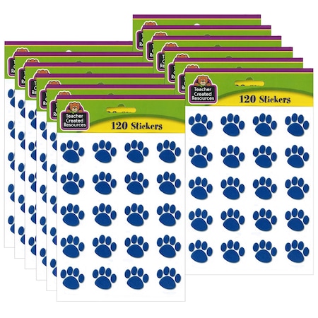 Teacher Created Resources Blue Paw Prints Stickers, 1" Square, PK1440 TCR5747